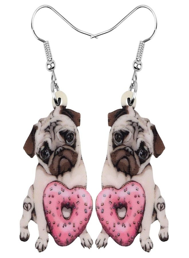 Bonsny Acrylic Valentine's Day Red Heart Love Pug Dog Earrings Drop Dangle Jewelry For Women Gift Charms - Image 1