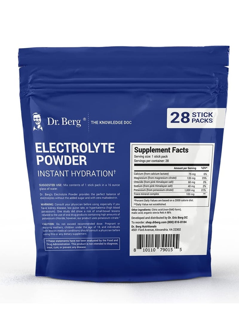 Dr. Berg Nutritional - Electrolytes Powder Packets - Travel Size Electrolyte Packets Drink Mix - Boost Energy & Keto-Friendly - Hydration Powder Packets No Sugar & No Maltodextrin - 7 Flavors 28 Stick Pack - Image 1