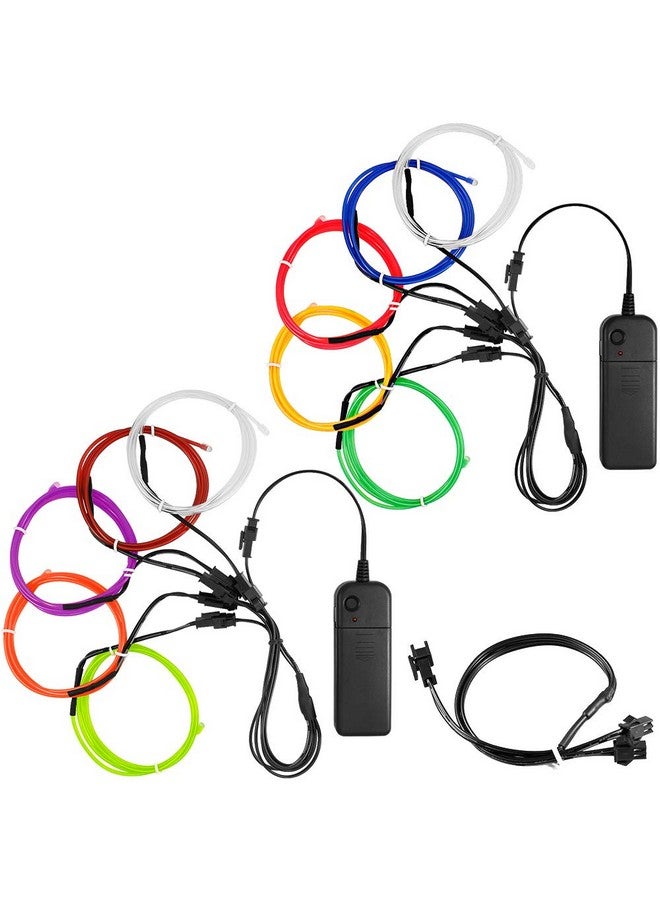 دانزي إكس مجموعة من 10 قطع من أسلاك EL المحمولة بطول 3 أقدام من DanziX، إضاءة نيون لتزيين حفلات الهالوين والكريسماس وتحسين المنزل - 10 ألوان - Image 1
