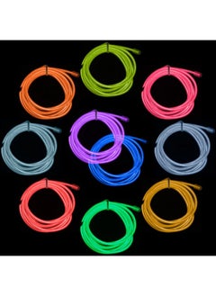 DanziX DanziX 10 Pack 3ft Portable EL Wire, Neon Light for Halloween Christmas Party Decoration Home Improvement - 10 Colors  - Image 4