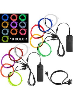DanziX DanziX 10 Pack 3ft Portable EL Wire, Neon Light for Halloween Christmas Party Decoration Home Improvement - 10 Colors  - Image 2