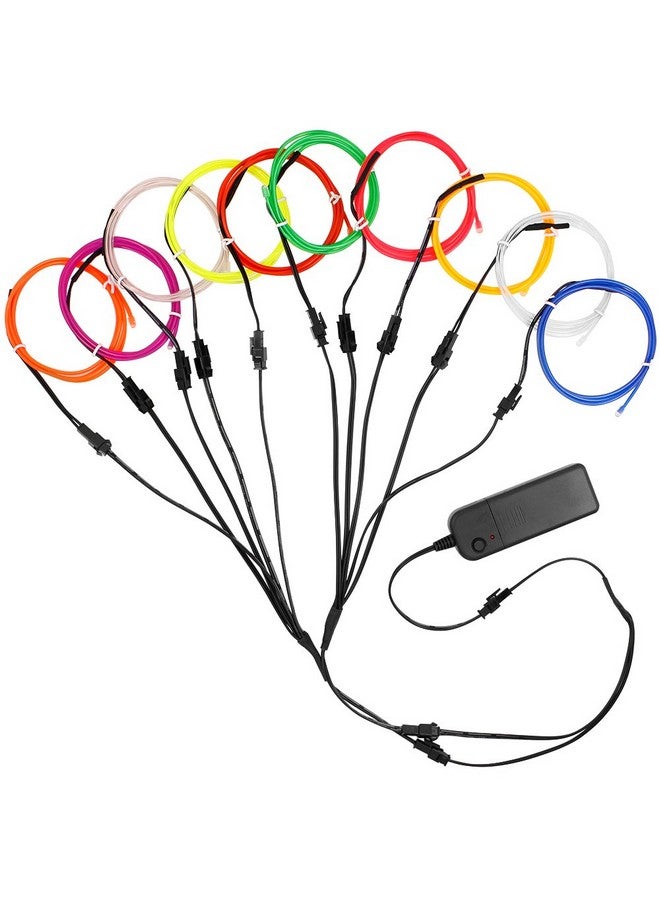 دانزي إكس مجموعة من 10 قطع من أسلاك EL المحمولة بطول 3 أقدام من DanziX، إضاءة نيون لتزيين حفلات الهالوين والكريسماس وتحسين المنزل - 10 ألوان - Image 3