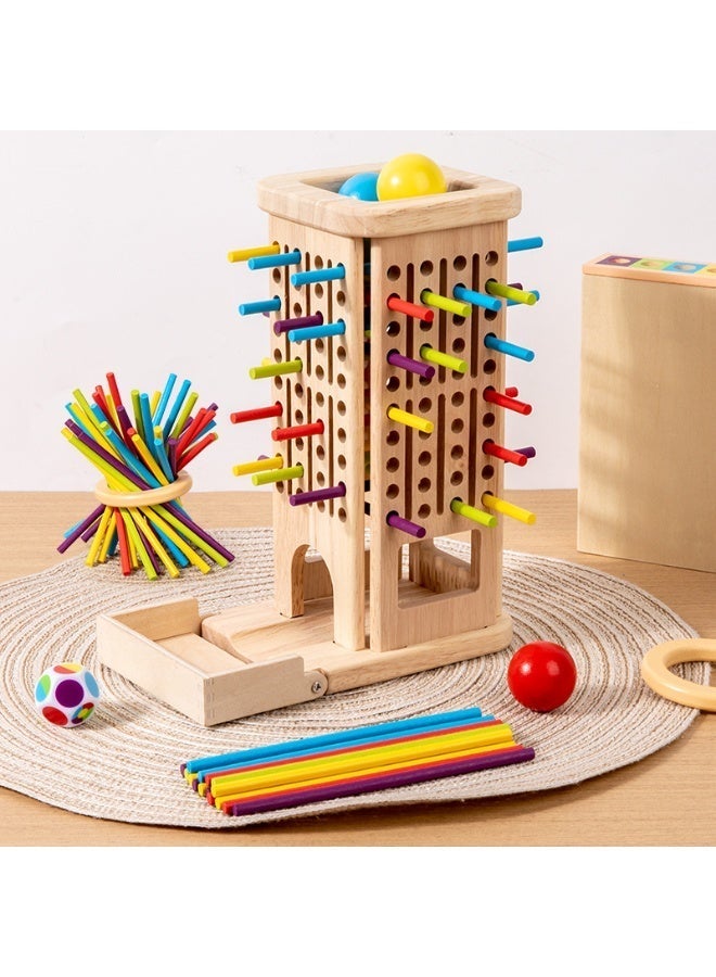 Montessori game wooden board game, three-in-one stick drawing game, fine motor skills, balance, color recognition, fine motor skills educational toys and counting parent-child toys, children's travel toy gifts - Image 2