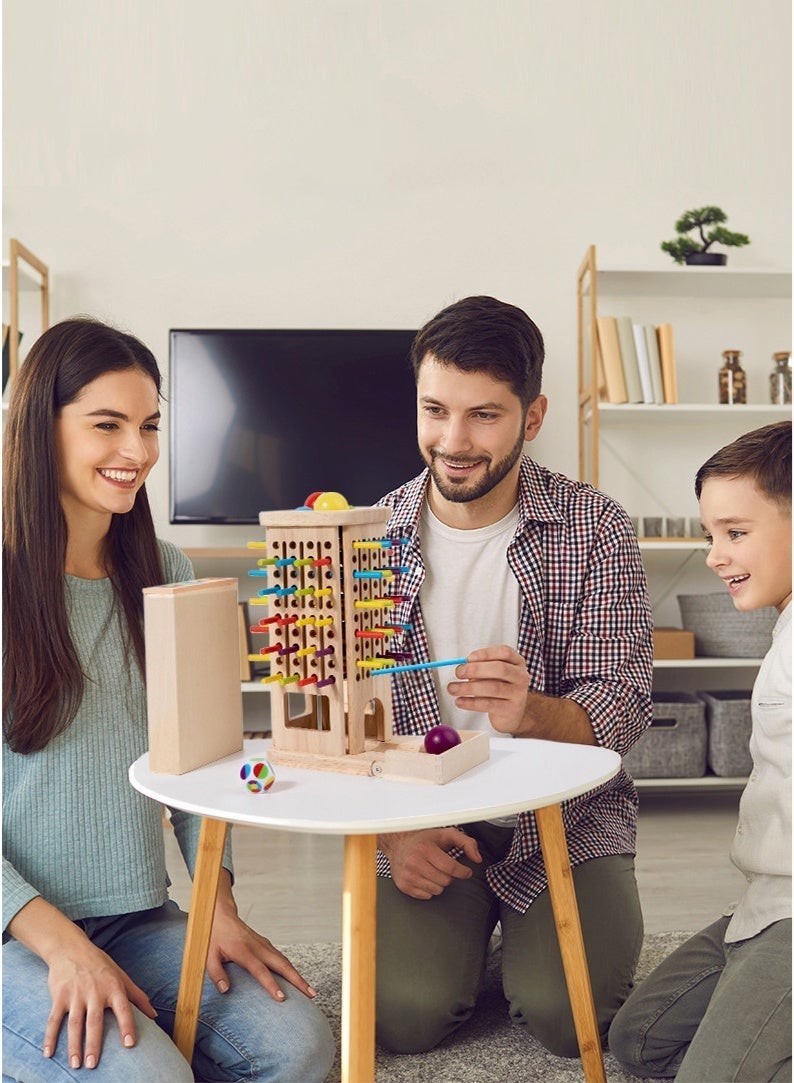 Montessori game wooden board game, three-in-one stick drawing game, fine motor skills, balance, color recognition, fine motor skills educational toys and counting parent-child toys, children's travel toy gifts - Image 1