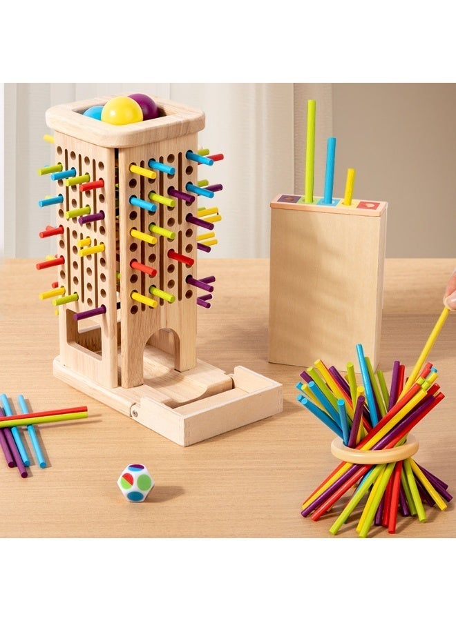 Montessori game wooden board game, three-in-one stick drawing game, fine motor skills, balance, color recognition, fine motor skills educational toys and counting parent-child toys, children's travel toy gifts - Image 3