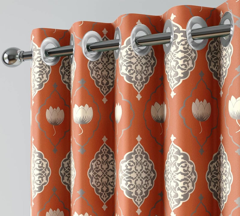 India Circus by Krsnaa Mehta India Circus by Krsnaa Mehta Spades of Lotuses 100 Polyster Long Door Curtains Room Darkening Curtains 9 feet Long Set of 2 with Eyelets and TieBack Long Door 9 Feet X 4 Feet - Image 2