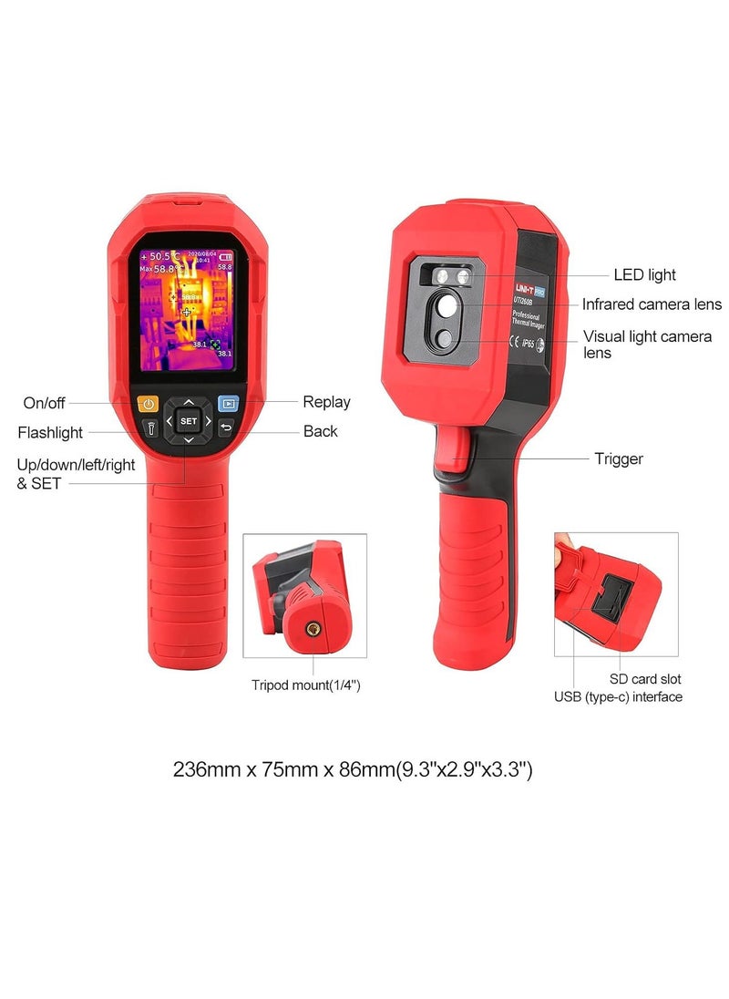 UNI-T Professional Thermal Imager High Accuracy Portable Handheld IR Infrared Thermal Imaging Camera 2.8'' TFT LCD Display Night Vision Device 5~1022℉(-15~550℃) Temperature Range