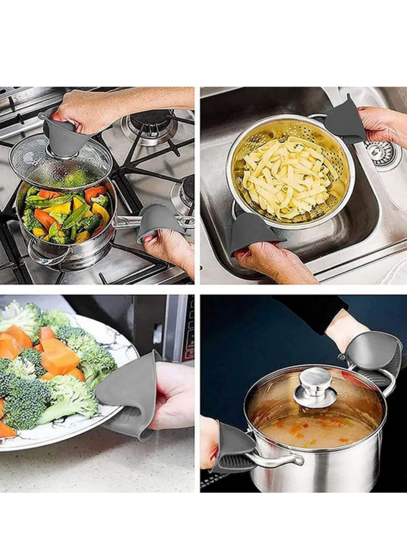 6Pcs Extra Long Oven Mitts and Pot Holders Sets Heat Resistant Silicone Cooking Gloves Hot Pads Potholders (Grey)  - Image 4