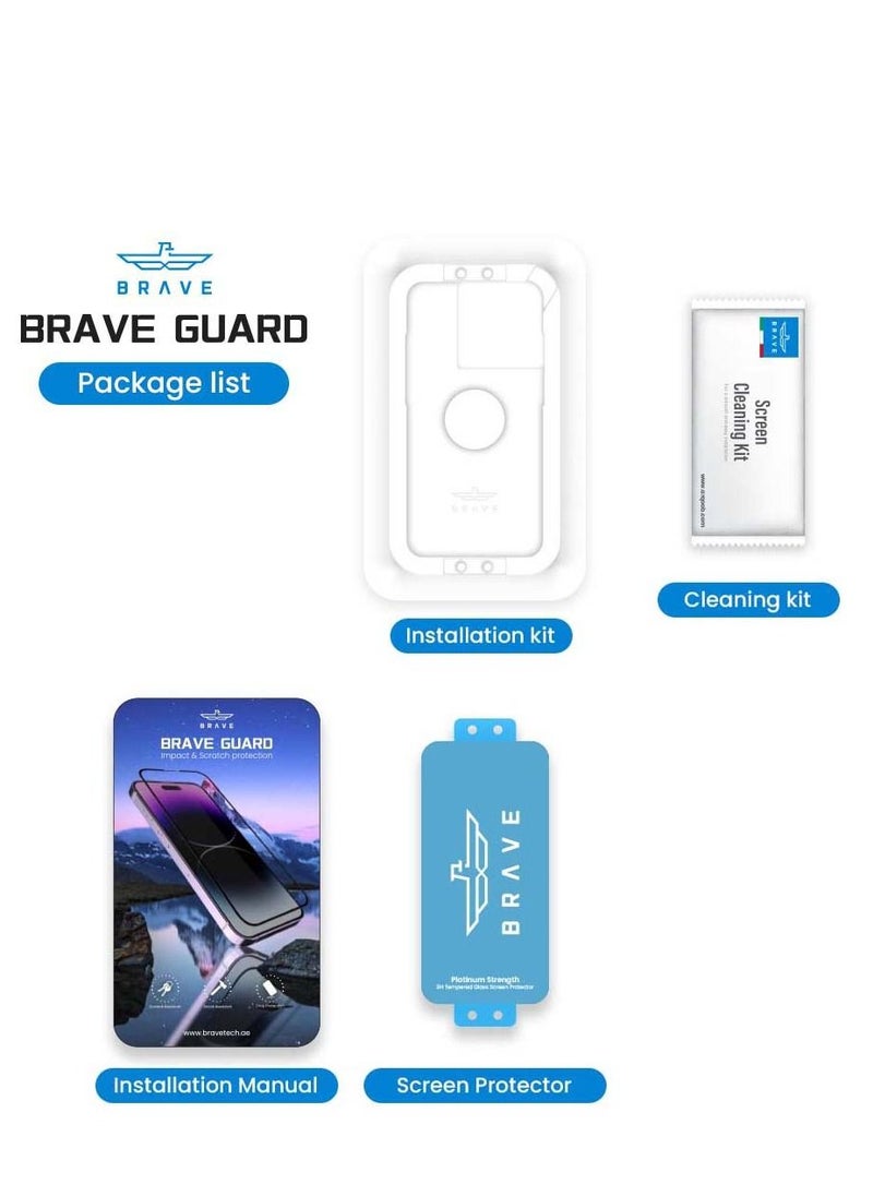 Brave - Full Privacy Screen Protector for iPhone 14 Pro 6.1 inch, 9H Tempered Glass Anti-Spy, Bubble-Free, High Clarity, Scratch and Shatter Resistant, Edge-to-Edge Protection, Case Compatible Design, Provides Ultimate Privacy and Durability, Perfect Fit for iPhone 14 Pro (Black) - Image 1