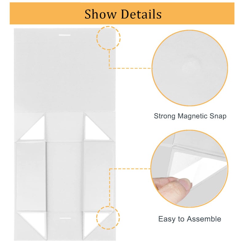 DaiUni 10.5"X7.5"X3.1" White Magnetic Gift Box with Lid and Ribbon for Presents - Image 4