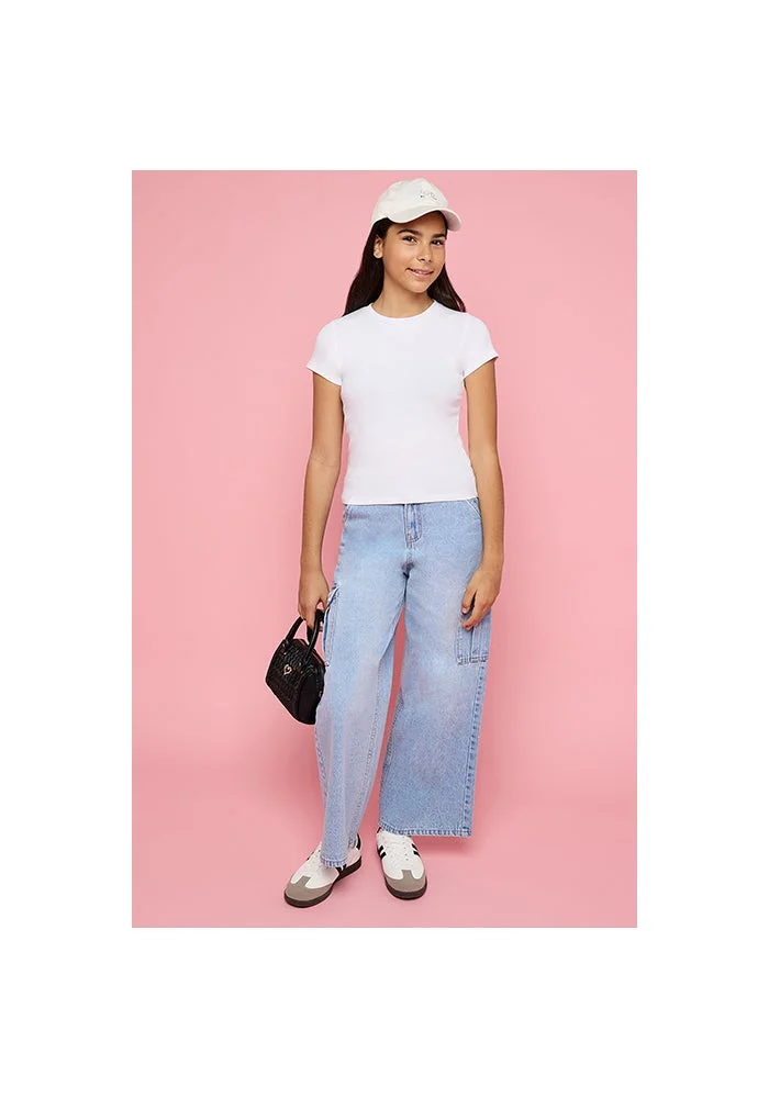 أر أند بي Solid T-Shirt with Crew Neck and Short Sleeves