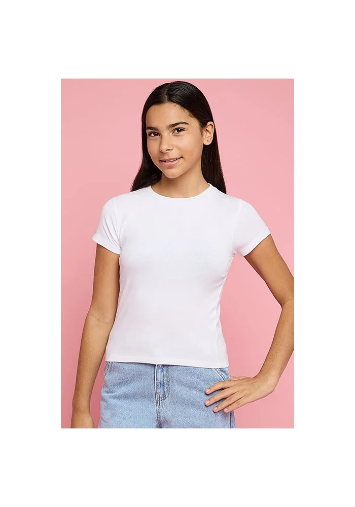أر أند بي Solid T-Shirt with Crew Neck and Short Sleeves