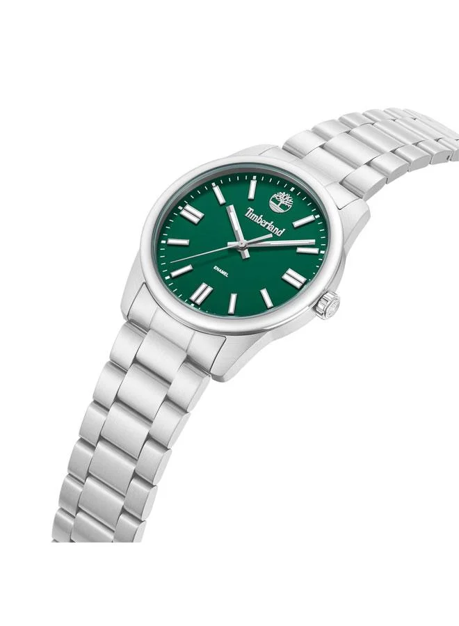 Timberland Midnight Mine Green Dial Stainless Steel Bracelet Analog Watch for Men, 42mm