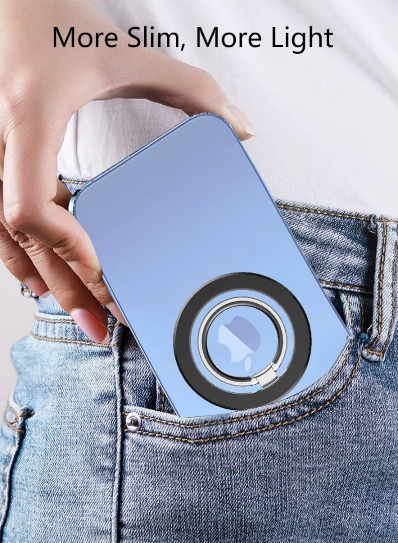 RADSUN Magnetic Phone Ring Holder – 360° Rotating Grip Stand with Strong Magnet, Foldable Kickstand, Compatible with MagSafe Accessories or Magnetic Phone Cases – Black - Image 3