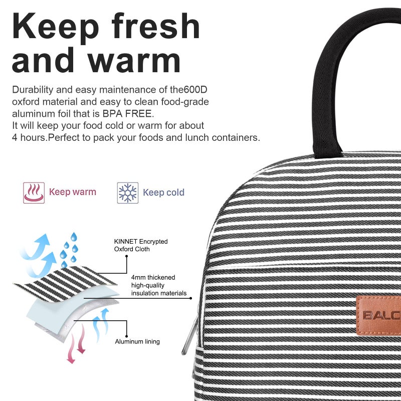 BALORAY Lunch Bag for Women Men Insulated Lunch Box for Adult Reusable Lunch Tote Bag for Work, Picnic or Travel - Image 4