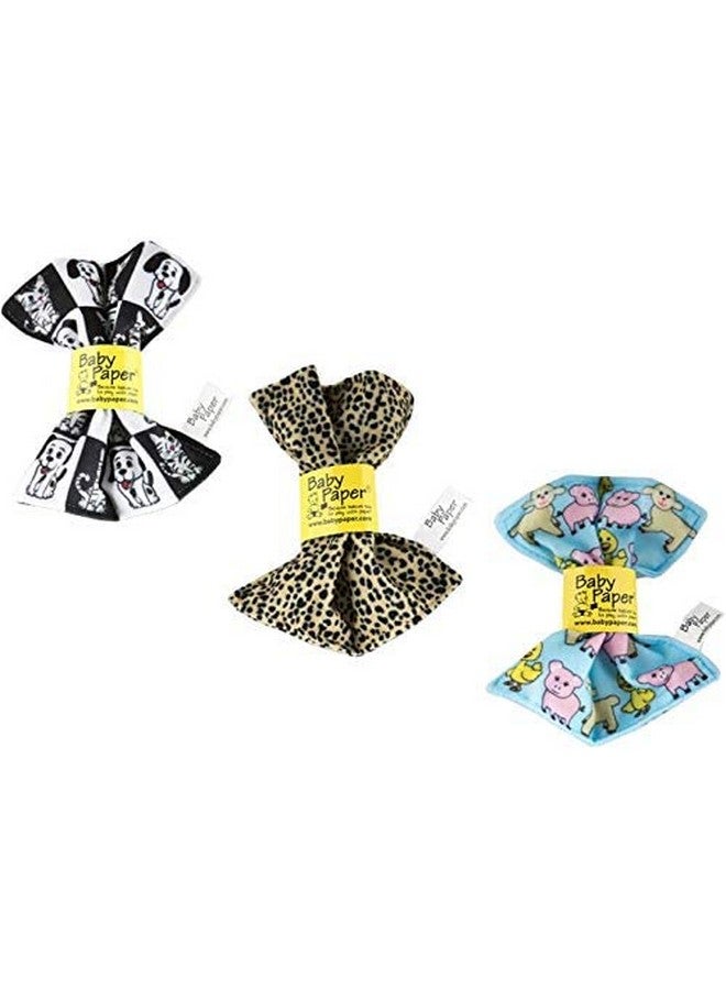 Baby Paper Original Crinkle And Sensory Toy For Babies And Infants ; 3 Pack Farm Cat Dog Cheetah ; Nontoxic Washable ; For Baby Showers - Image 1