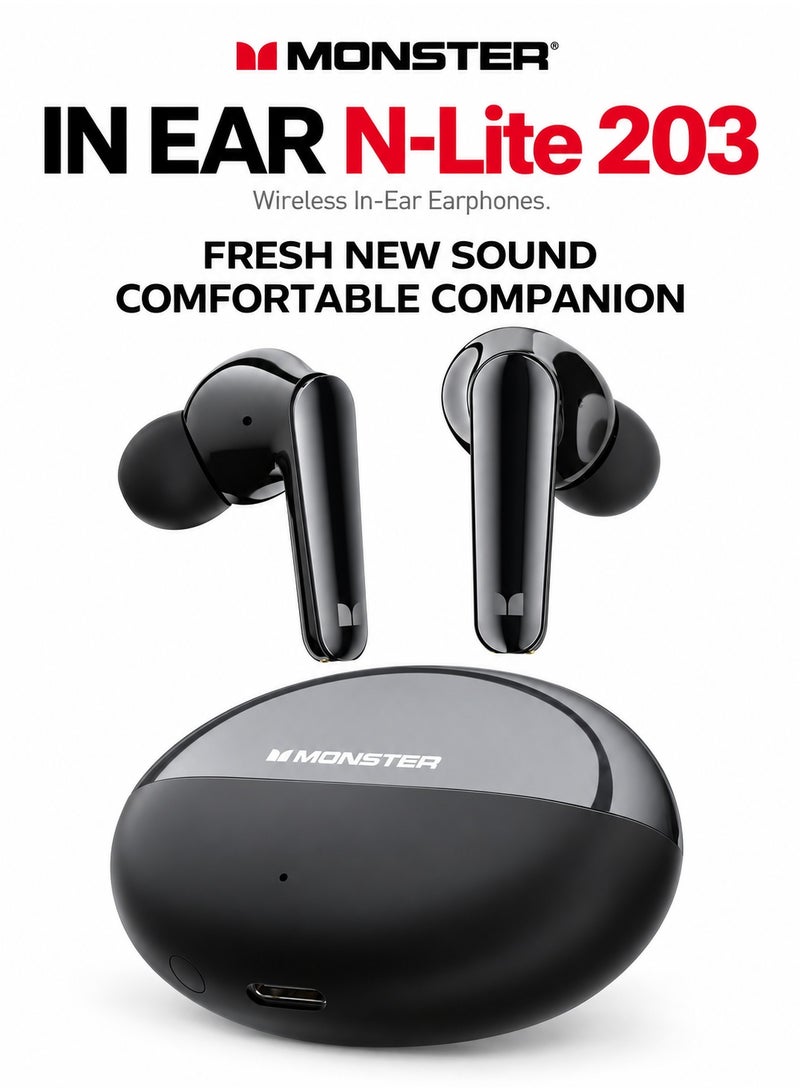 Monster N-Lite 203 AirLinks Wireless Earbuds  Hi-Fi Stereo Sound · Bluetooth 5.3 · 30H Playtime · IPX6 Waterproof - Image 1