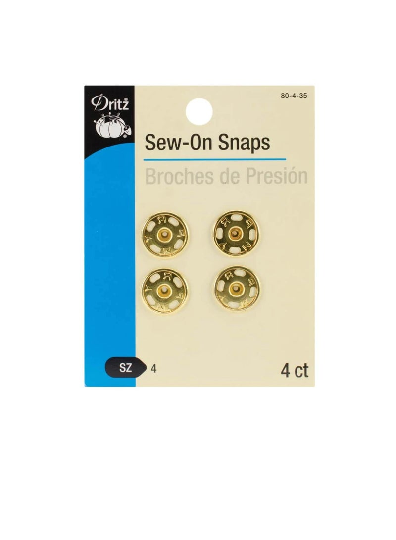 Dritz Sew-On Snaps Gold Size 4 4pcs - Image 2