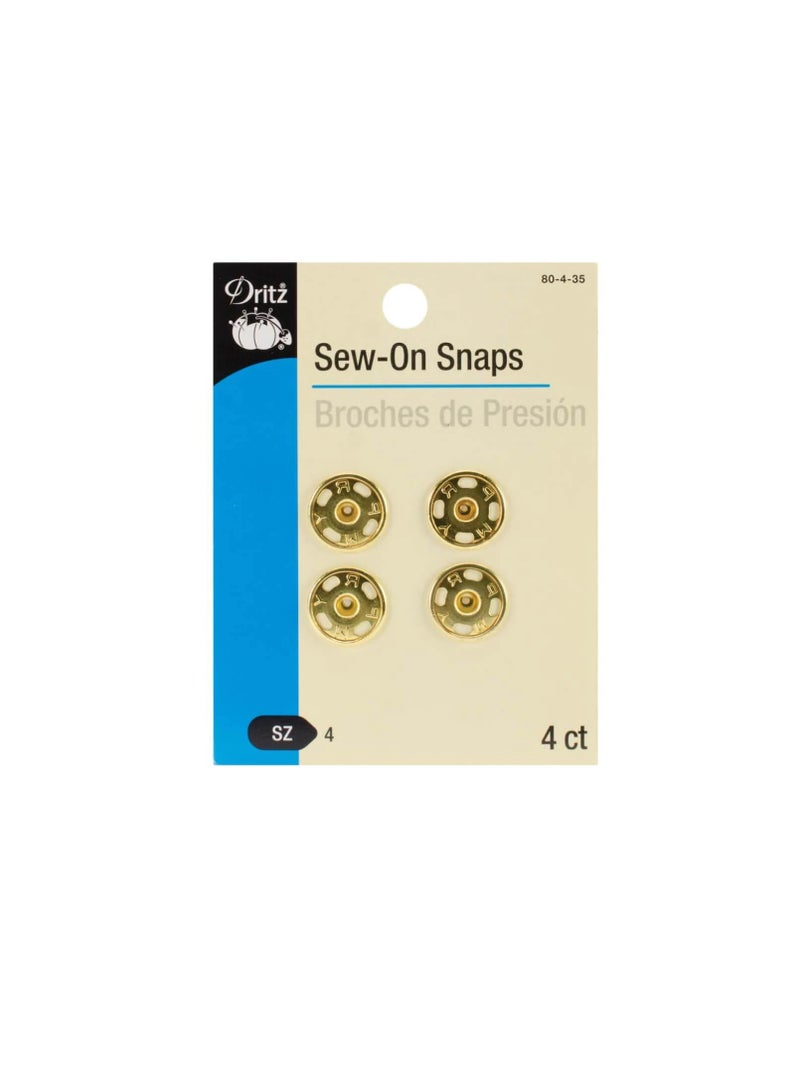 Dritz Sew-On Snaps Gold Size 4 4pcs - Image 3