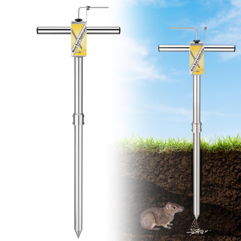 DACK Gopher & Mole Bait Applicator, Stainless Steel Gopher/Mole/Vole Killer, Durable and Removable Gardening Pest Control Tool for Yard, Upgraded Non-Clogging Bait Outlet(Not Include Bait) - Image 1