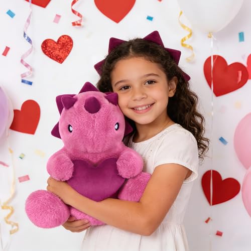 Ditucu Original Loving Triceratops Dinosaur Stuffed Animal with Heart 12 inch Cute Dino Plush for Romantic Sweet Valentines Day Gifts Soft Plushies Toys for Kids Girlfriend Purple - Image 5