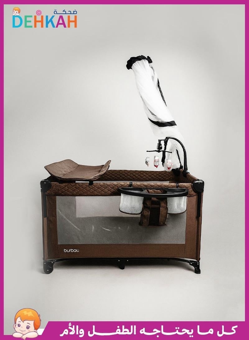 burbay Double bed and crib with side opening, changing table and full mosquito net - Image 1