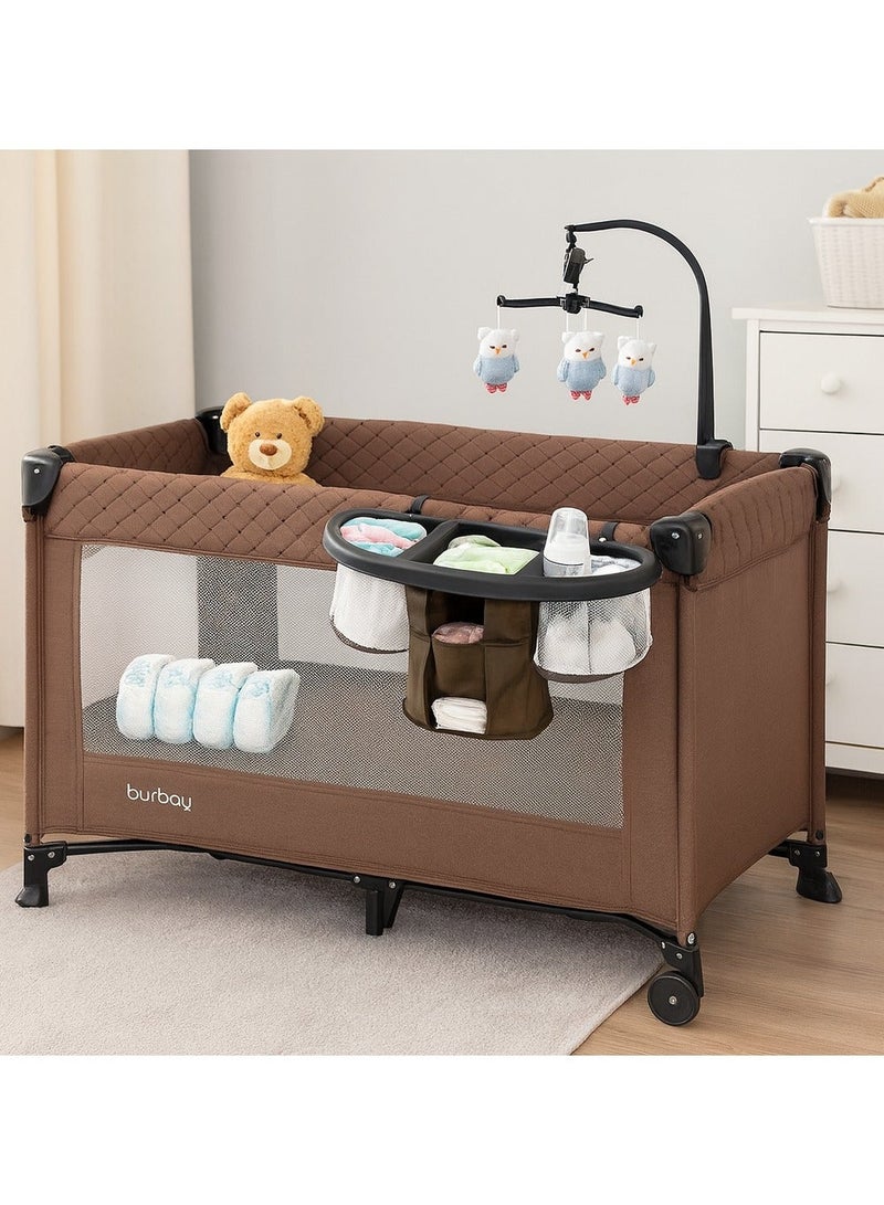 burbay Double bed and crib with side opening, changing table and full mosquito net - Image 2