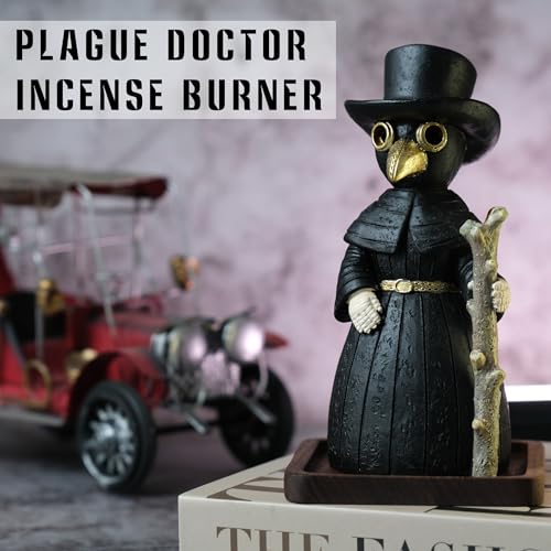 Meyerascal 2025 Upgrade Plague Doctor Incense Holder, Plague Doctor Cone Burner Eyes Will Smoke, Handmade Craftfor Desktop Resin Ornament for Home Decoration, Effective Stress & Anxiety Relief. (Large Doctor) - Image 5