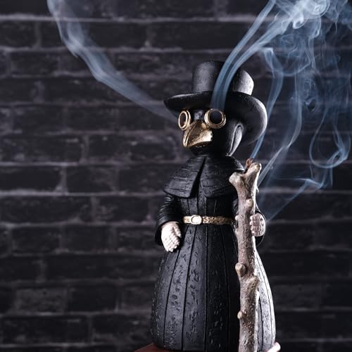 Meyerascal 2025 Upgrade Plague Doctor Incense Holder, Plague Doctor Cone Burner Eyes Will Smoke, Handmade Craftfor Desktop Resin Ornament for Home Decoration, Effective Stress & Anxiety Relief. (Large Doctor) - Image 1