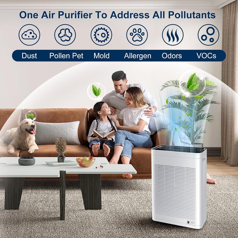 PINREK Air Purifier for Home Large Room and Office, Up to 100㎡, True HEPA Smart Air Filter with PM2.5 Intelligent Air Quality Sensor, Sleep Mode, Timer, Removes 99.97% Pollen, Allergy, Dust, Pet Hair - Image 3