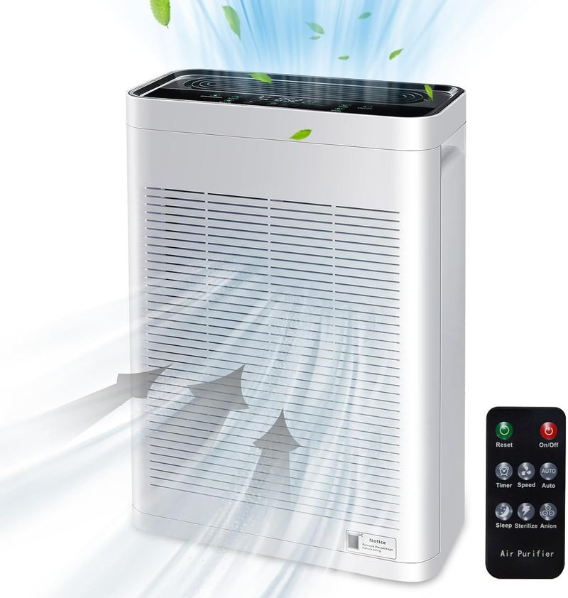 PINREK Air Purifier for Home Large Room and Office, Up to 100㎡, True HEPA Smart Air Filter with PM2.5 Intelligent Air Quality Sensor, Sleep Mode, Timer, Removes 99.97% Pollen, Allergy, Dust, Pet Hair - Image 1