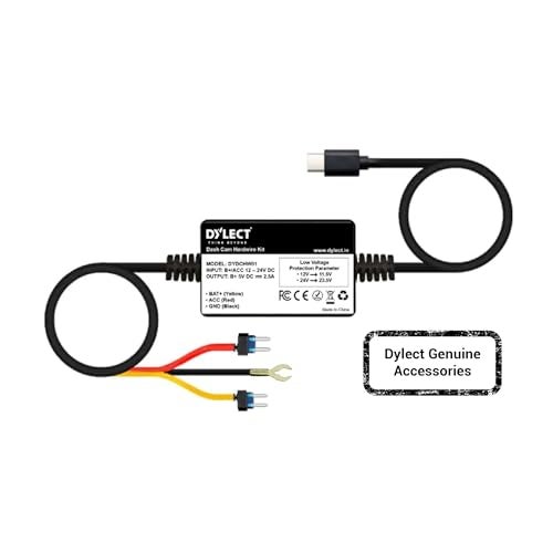 Dylect Dash Cam Hardwire Kit - Universal for Brands Like 70mai, Redtiger, Qubo, Boat | 24H Parking Mode & Low Voltage Protection | 3.5M Long Cable | Compatible with Front Fuse Cars Only - Image 1