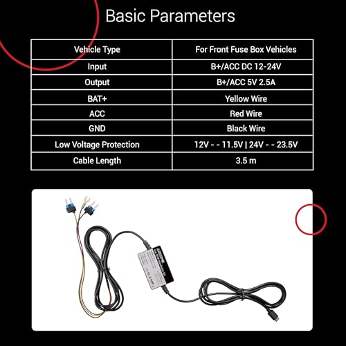 Dylect Dash Cam Hardwire Kit - Universal for Brands Like 70mai, Redtiger, Qubo, Boat | 24H Parking Mode & Low Voltage Protection | 3.5M Long Cable | Compatible with Front Fuse Cars Only - Image 4