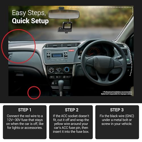 Dylect Dash Cam Hardwire Kit - Universal for Brands Like 70mai, Redtiger, Qubo, Boat | 24H Parking Mode & Low Voltage Protection | 3.5M Long Cable | Compatible with Front Fuse Cars Only - Image 3