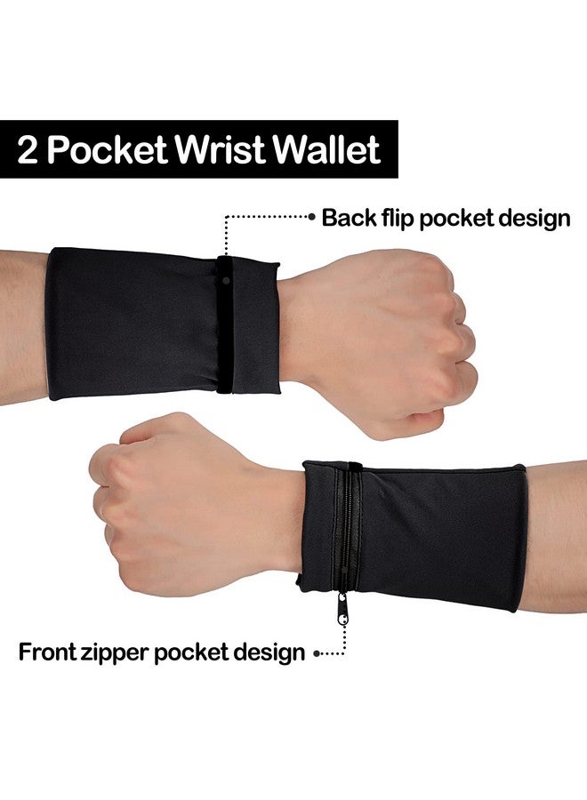 Honoson 6 Pieces Wrist Wallet Pocket Wrist Zipper Pouch For Women Men Running Walking Hiking Jogging Sweatbands Phone Coin Keys Storage (Black) - Image 5