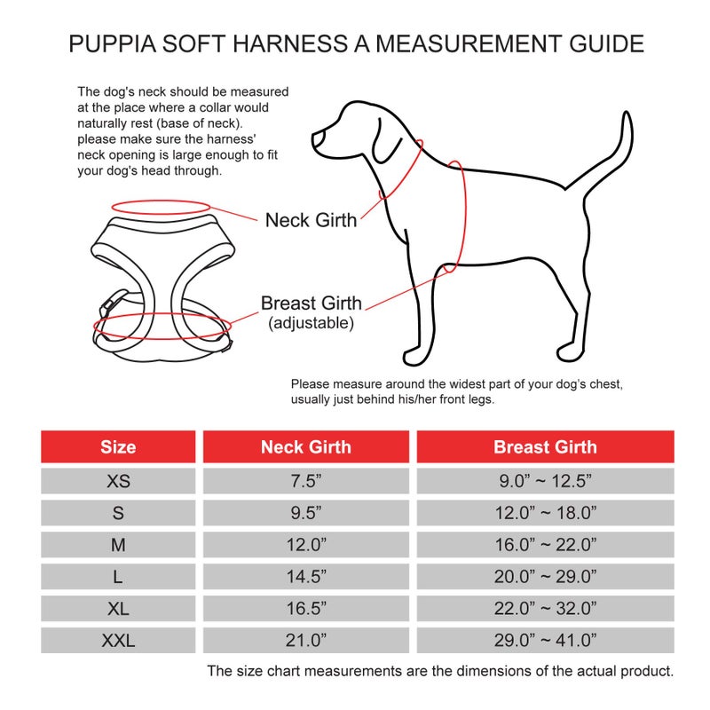 Puppia Soft Dog Harness No Choke Over-The-Head Triple Layered Breathable Mesh Adjustable Chest Belt and Quick-Release Buckle, Red, Small - Image 4