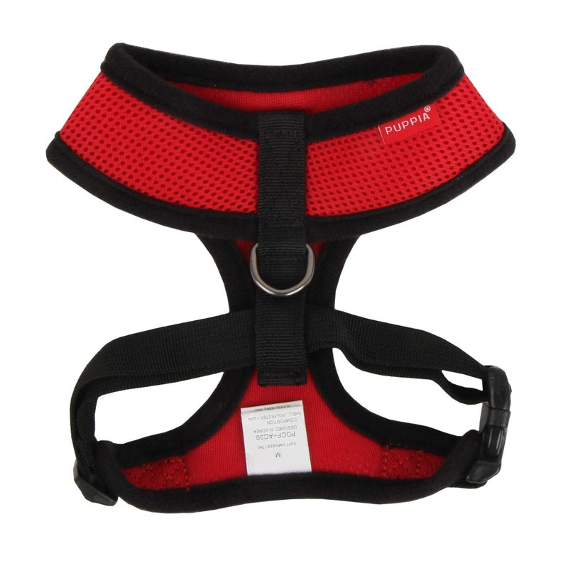 Puppia Soft Dog Harness No Choke Over-The-Head Triple Layered Breathable Mesh Adjustable Chest Belt and Quick-Release Buckle, Red, Small - Image 2