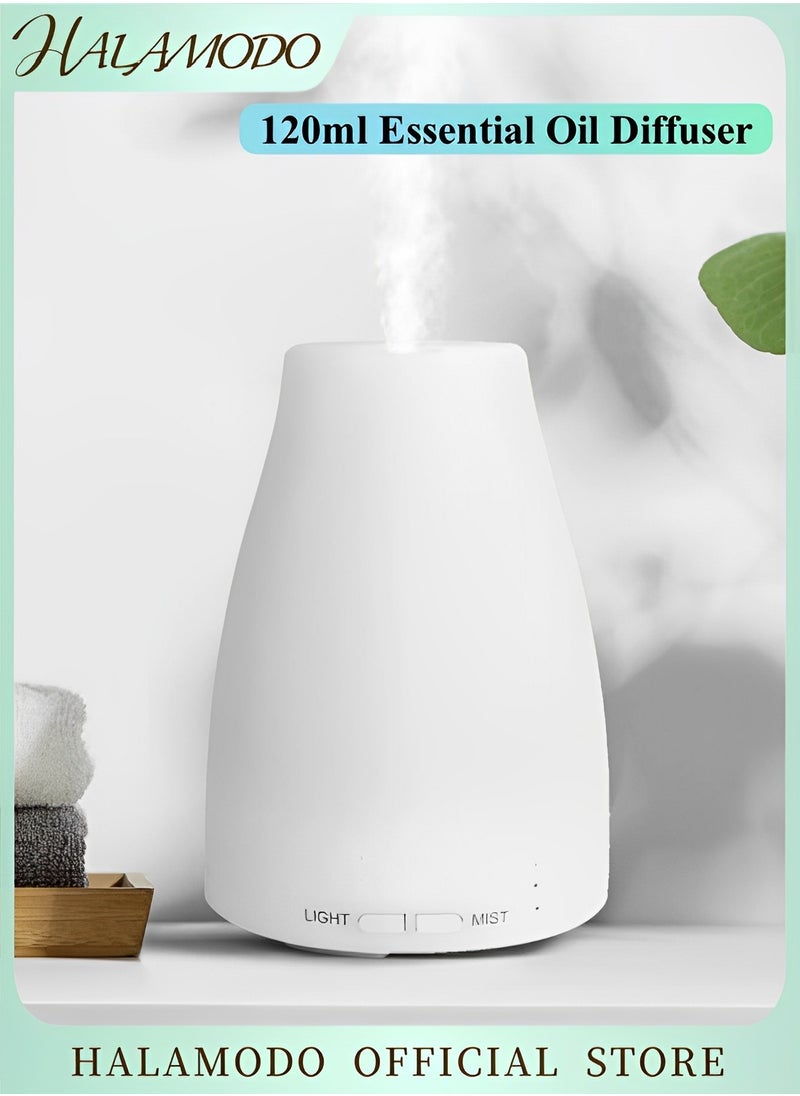 HALAMODO 120ml Essential Oil Diffuser Premium 5-in-1 Diffusers for Home Scent Aromatherapy Diffuser Air Desk Humidifier for Bedroom Large Room Office 7 Color LED 2 Mist Mode Waterless Auto Off  - Image 1