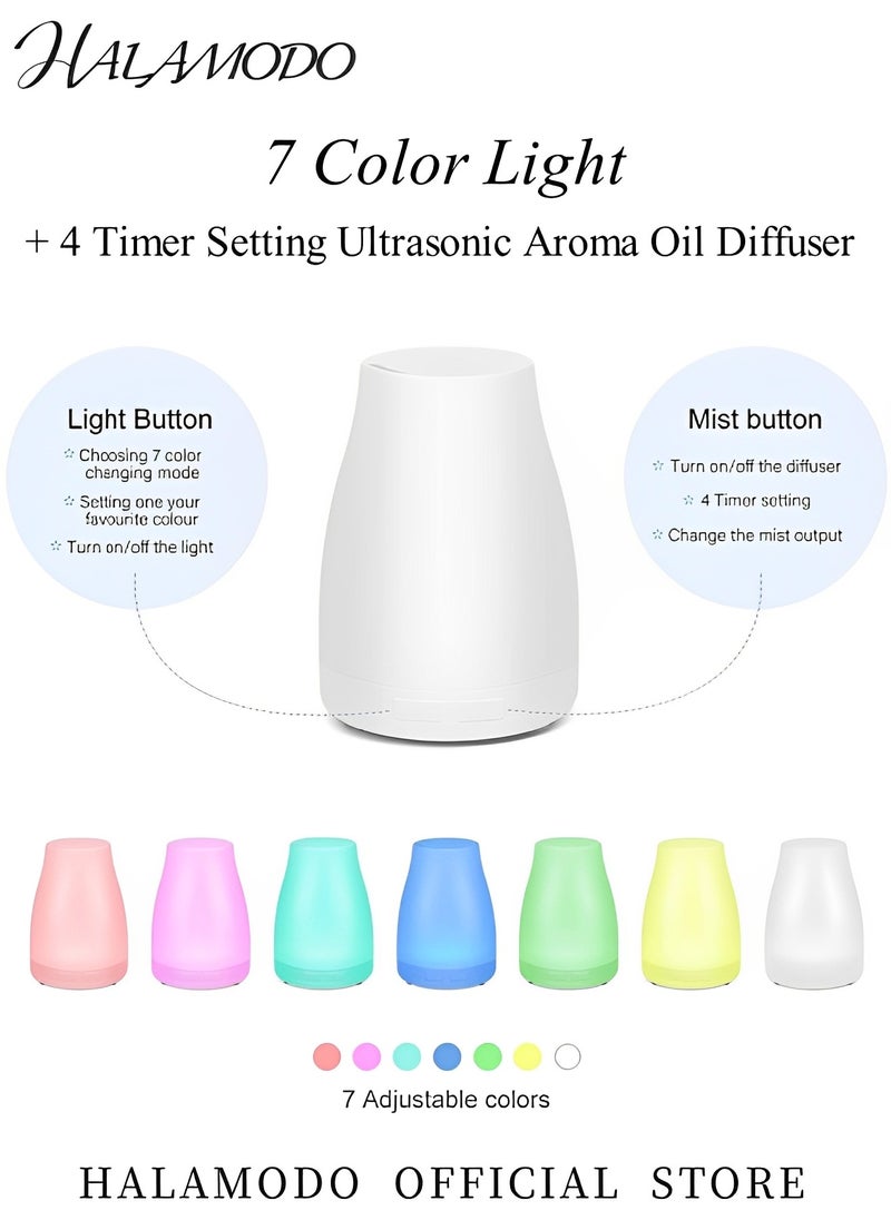 HALAMODO 120ml Essential Oil Diffuser Premium 5-in-1 Diffusers for Home Scent Aromatherapy Diffuser Air Desk Humidifier for Bedroom Large Room Office 7 Color LED 2 Mist Mode Waterless Auto Off  - Image 2