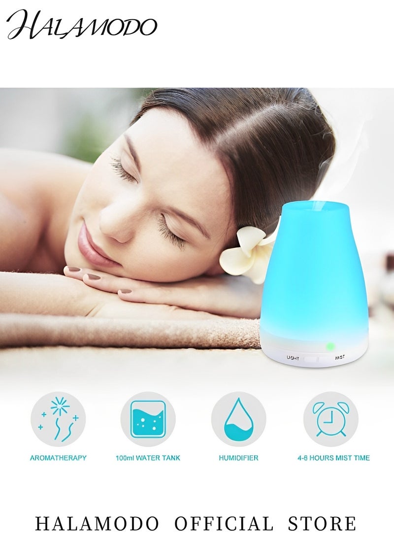HALAMODO 120ml Essential Oil Diffuser Premium 5-in-1 Diffusers for Home Scent Aromatherapy Diffuser Air Desk Humidifier for Bedroom Large Room Office 7 Color LED 2 Mist Mode Waterless Auto Off  - Image 4