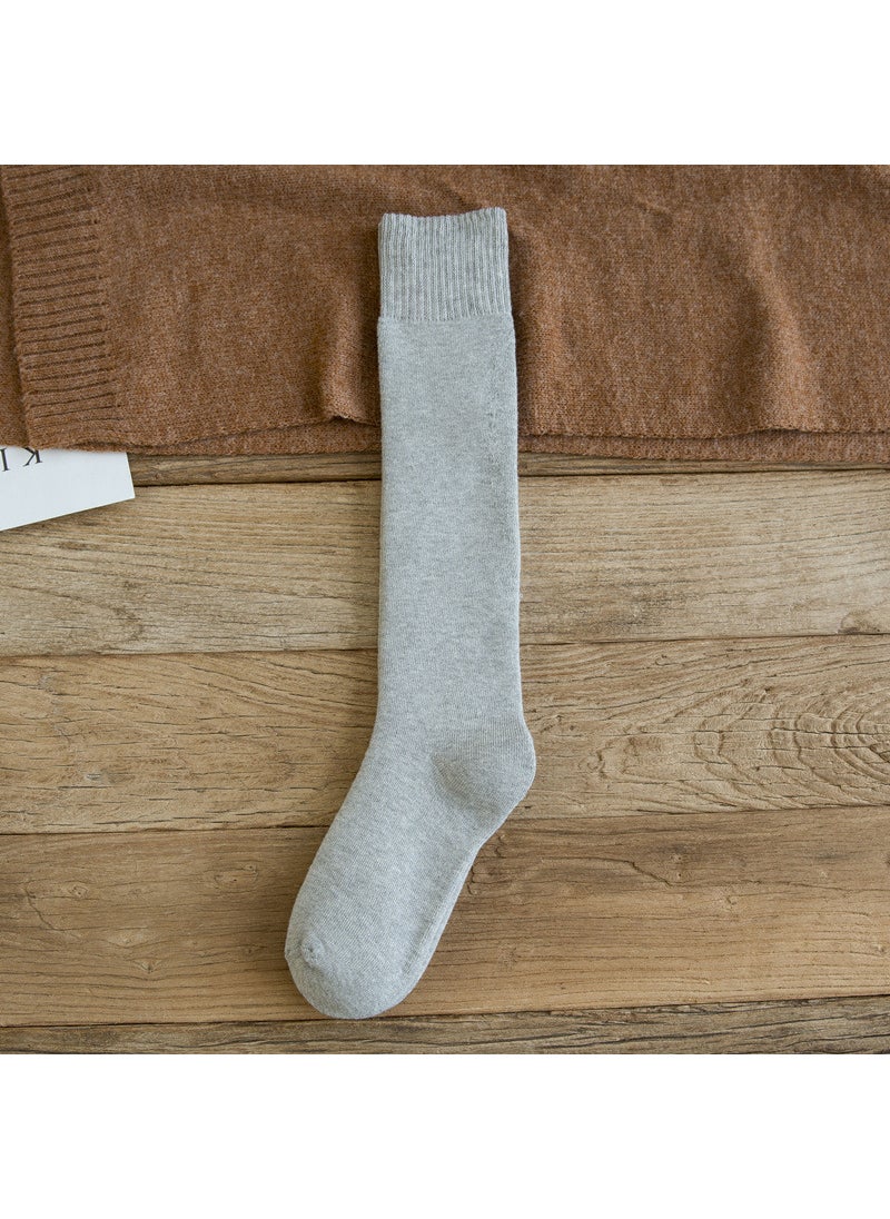 Generic - Stockings womens autumn and winter stockings fleece-lined thick warm towel calf socks high over the knee confinement pile socksLight gray Light gray - Image 1