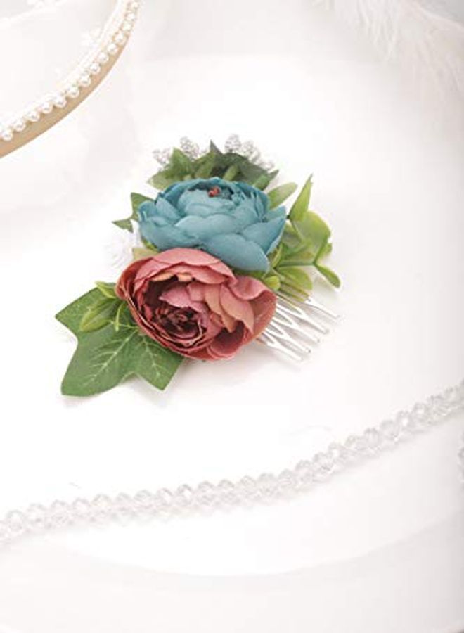 Kercisbeauty Dusty Blue Floral Hair Comb Wedding Bridal Headpiece Girl Prom Hair Accessories Garden Wedding Hair Dress - Image 5