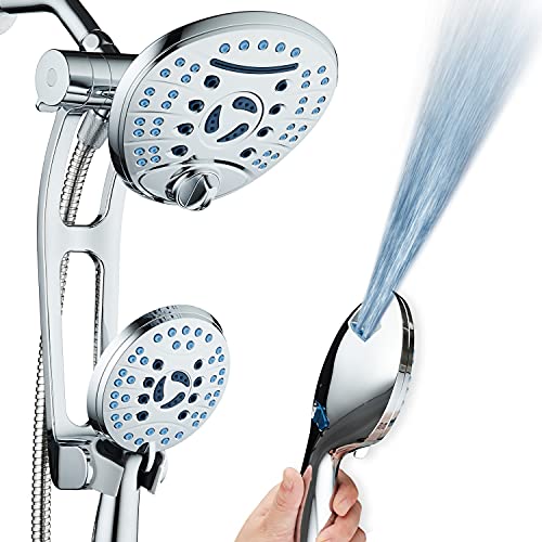 Hotel Spa AquaCare As-Seen-On-TV High Pressure Handheld/Rain 80-mode 3-way Shower Head Combo with Adjustable Arm - Anti-clog Nozzles, Tub & Pet Power Wash, 6 ft. Hose, All Chrome Finish - Image 1