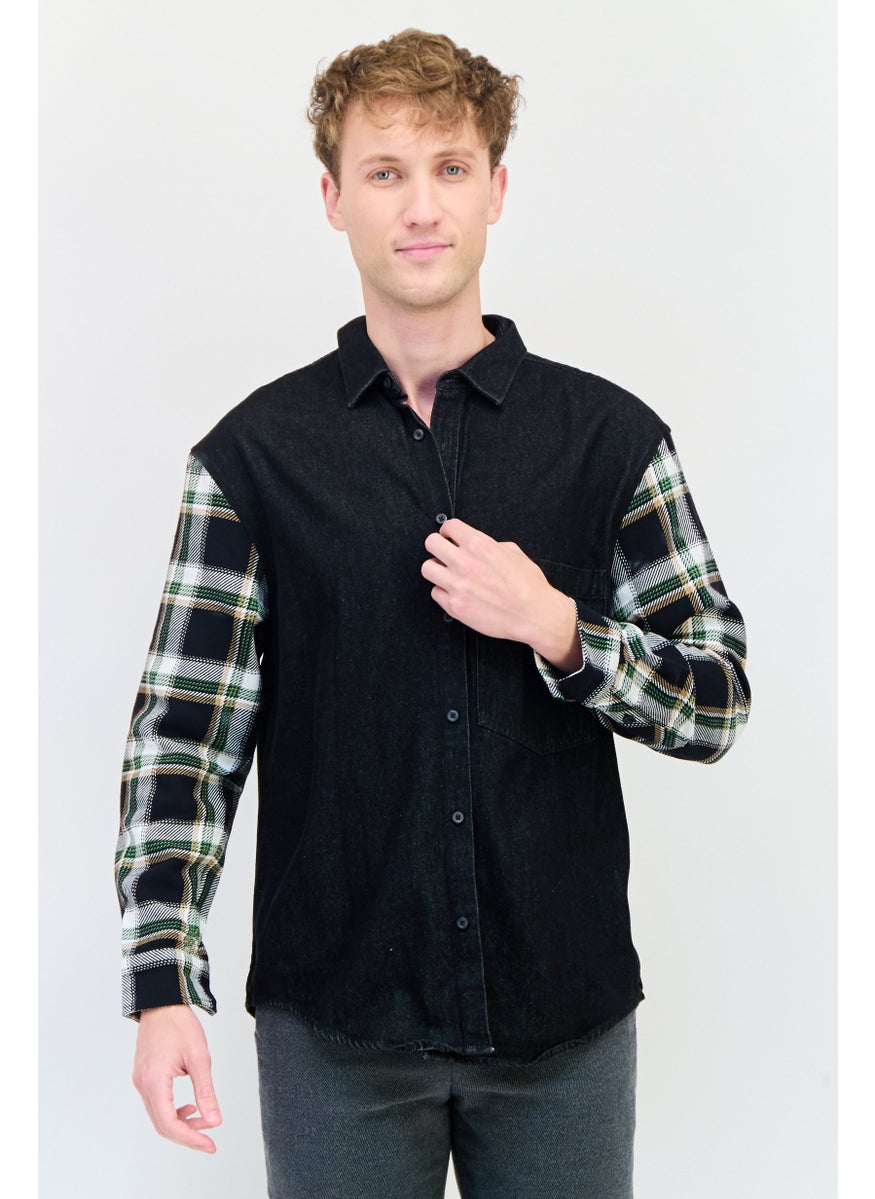 Selected Homme Men Regular Fit Long Sleeves Plaid Drop Shoulder Casual Shirt, Multicolor  - Image 1