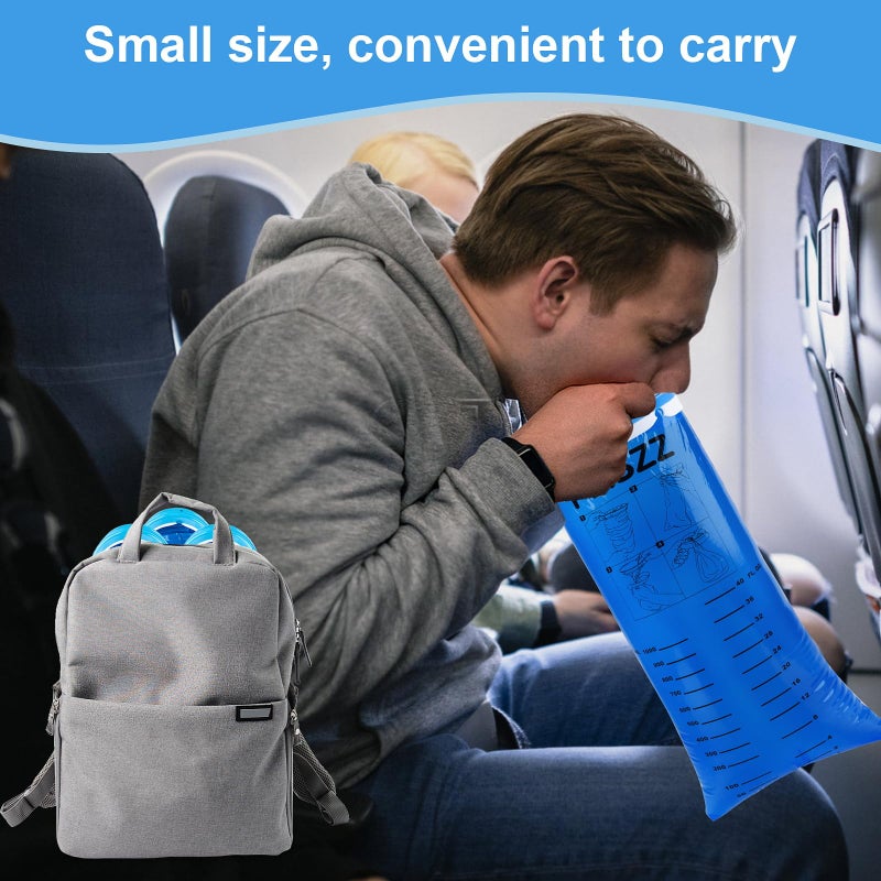 PHSZZ 40 Pack Vomit Bags Disposable, Leak Resistant Barf Bags, Portable Blue Vomit Bag, 1000 Ml Emesis Puke Throw Up Nausea Motion Sickness Bag for Car, Aircraft, Taxi - Image 5
