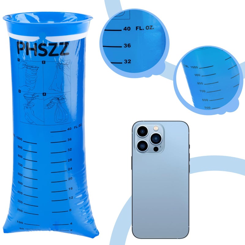 PHSZZ 40 Pack Vomit Bags Disposable, Leak Resistant Barf Bags, Portable Blue Vomit Bag, 1000 Ml Emesis Puke Throw Up Nausea Motion Sickness Bag for Car, Aircraft, Taxi - Image 3