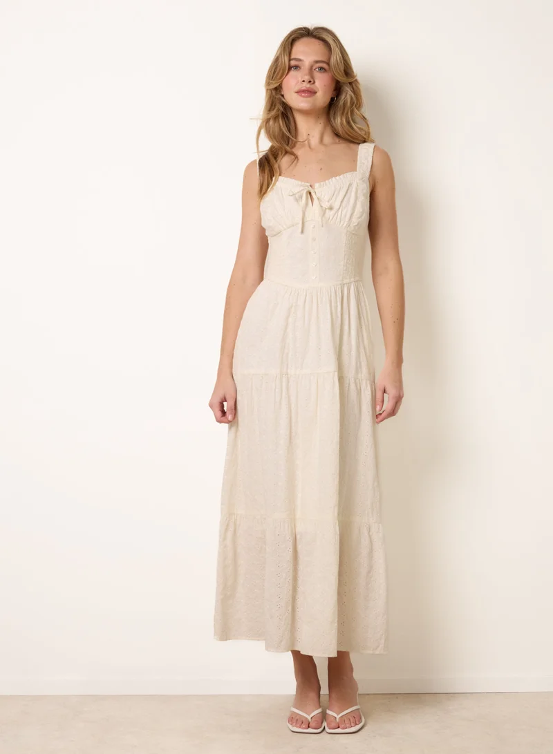 بلو فانيلا Broderie Button Down Maxi Dress
