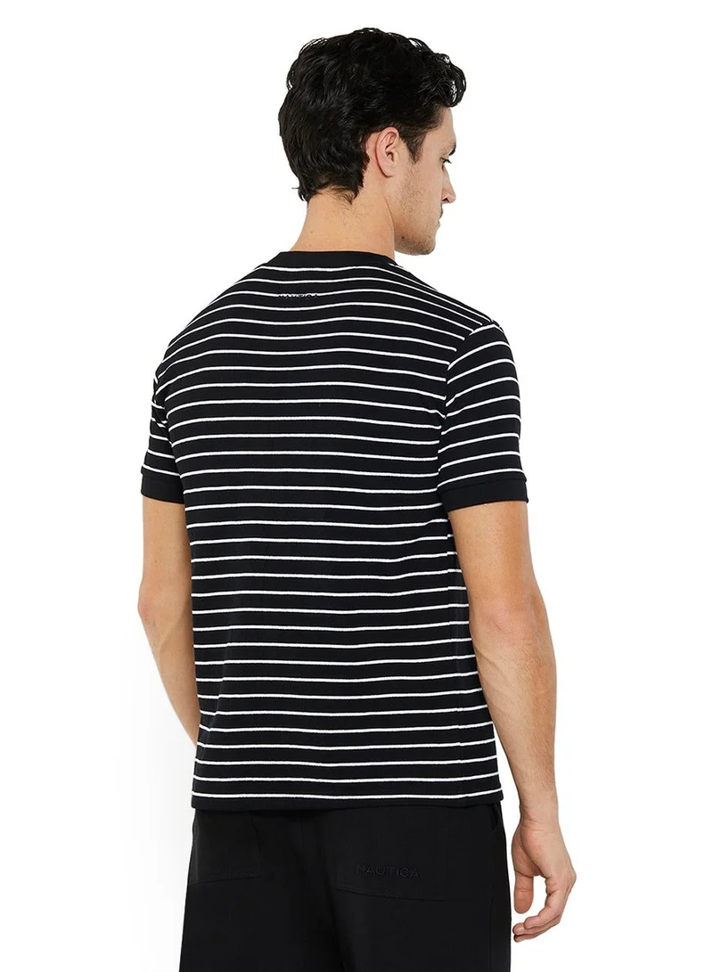 NAUTICA black Striped Regular Fit Premium Cotton Crew Neck T-shirt for Men | Best Price UAE