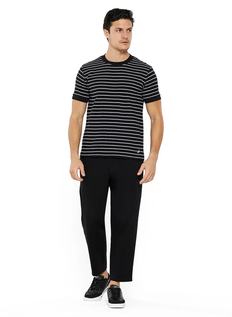 NAUTICA black Striped Regular Fit Premium Cotton Crew Neck T-shirt for Men | Best Price UAE
