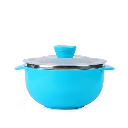Gladnes Serving Bowl Set Multipurpose Plastic Mixing Bowl Set with Transparent Lid for Salads Snacks Desserts Dining Table Bowl for Home Restaurant Serving Bowl 700ML - Image 1